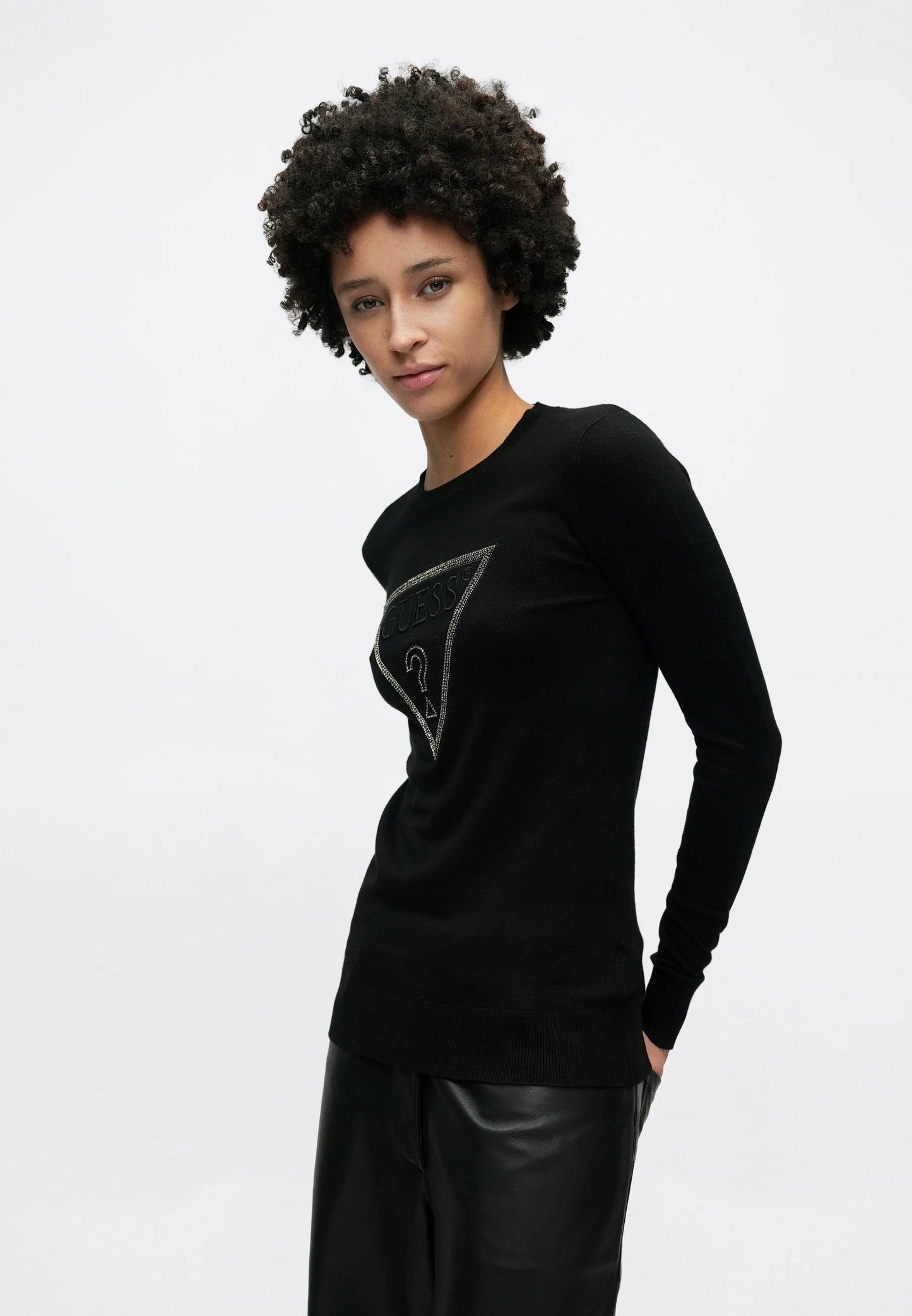 Guess SASHA TRIANGLE LOGO - Maglione - jet black