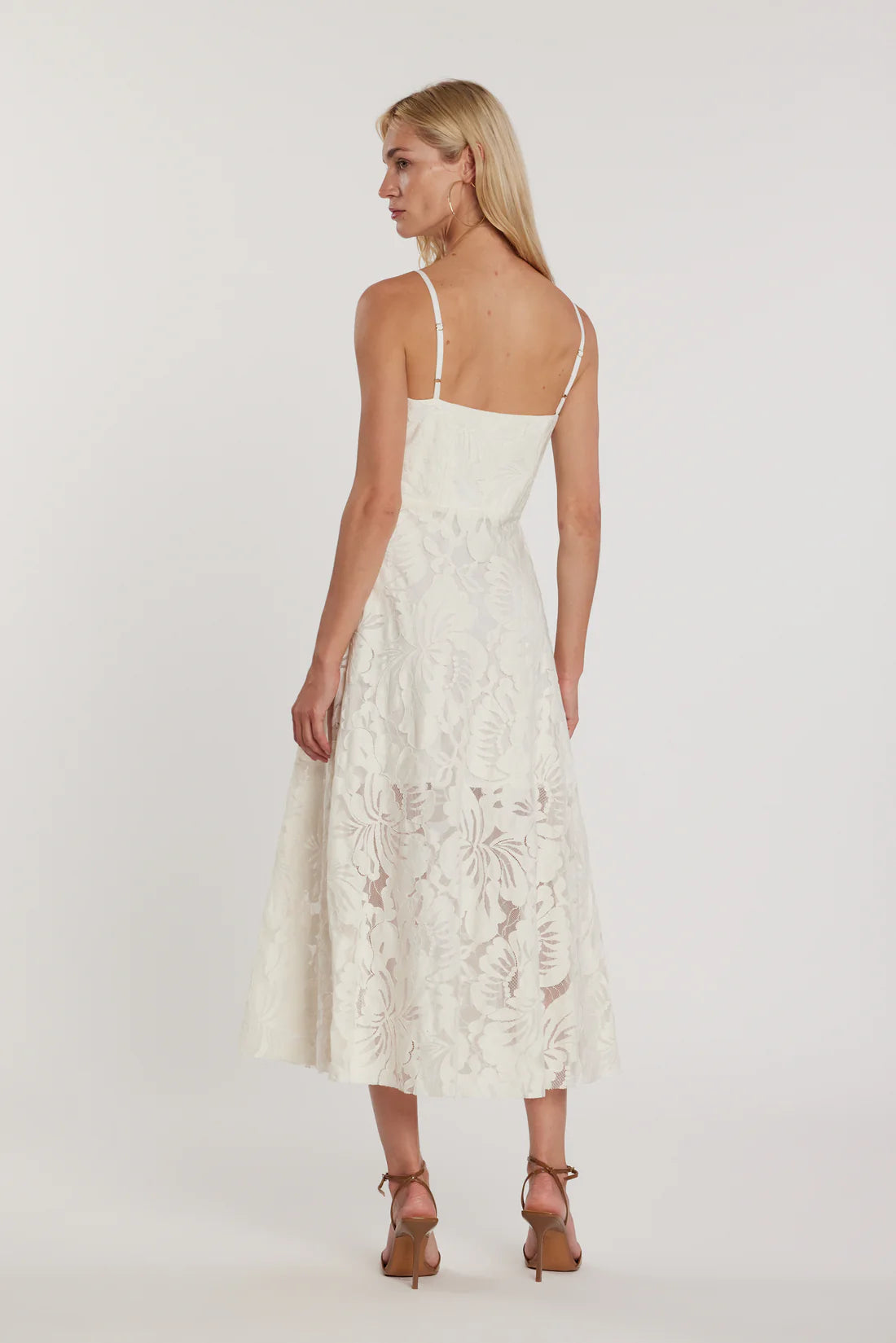 Relish Abito HUPPERT midi smanicato scollo cuore pizzo