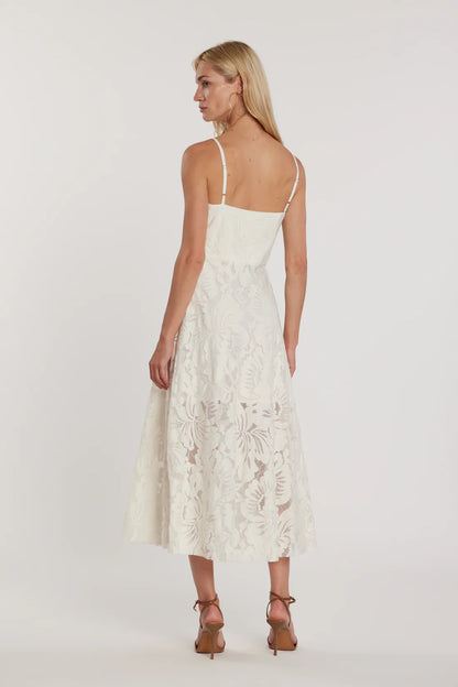 Relish Abito HUPPERT midi smanicato scollo cuore pizzo