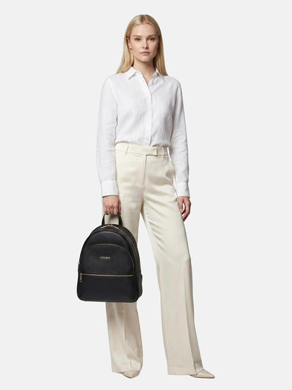 MARC ELLIS Zaino donna nero e oro Poliuretano con zip dorata 28x34.5x12 cm Black and Gold