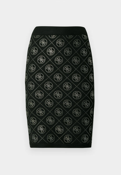 Guess RHINESTONES SKIRT - Pencil skirt - jet black 