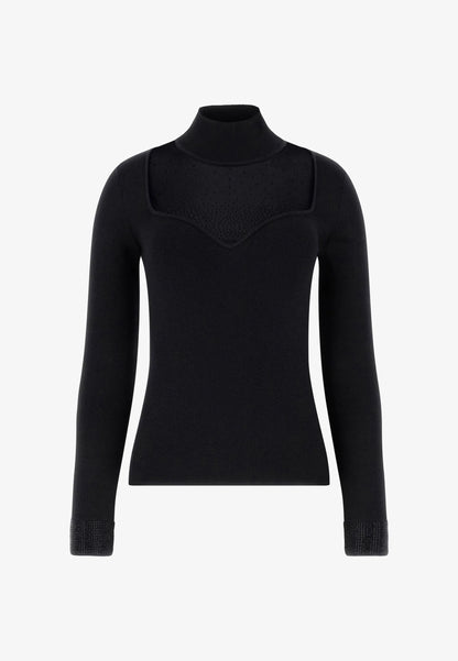 Guess LS MN LUCY RHINESTONES SWTR - Maglione - schwarz