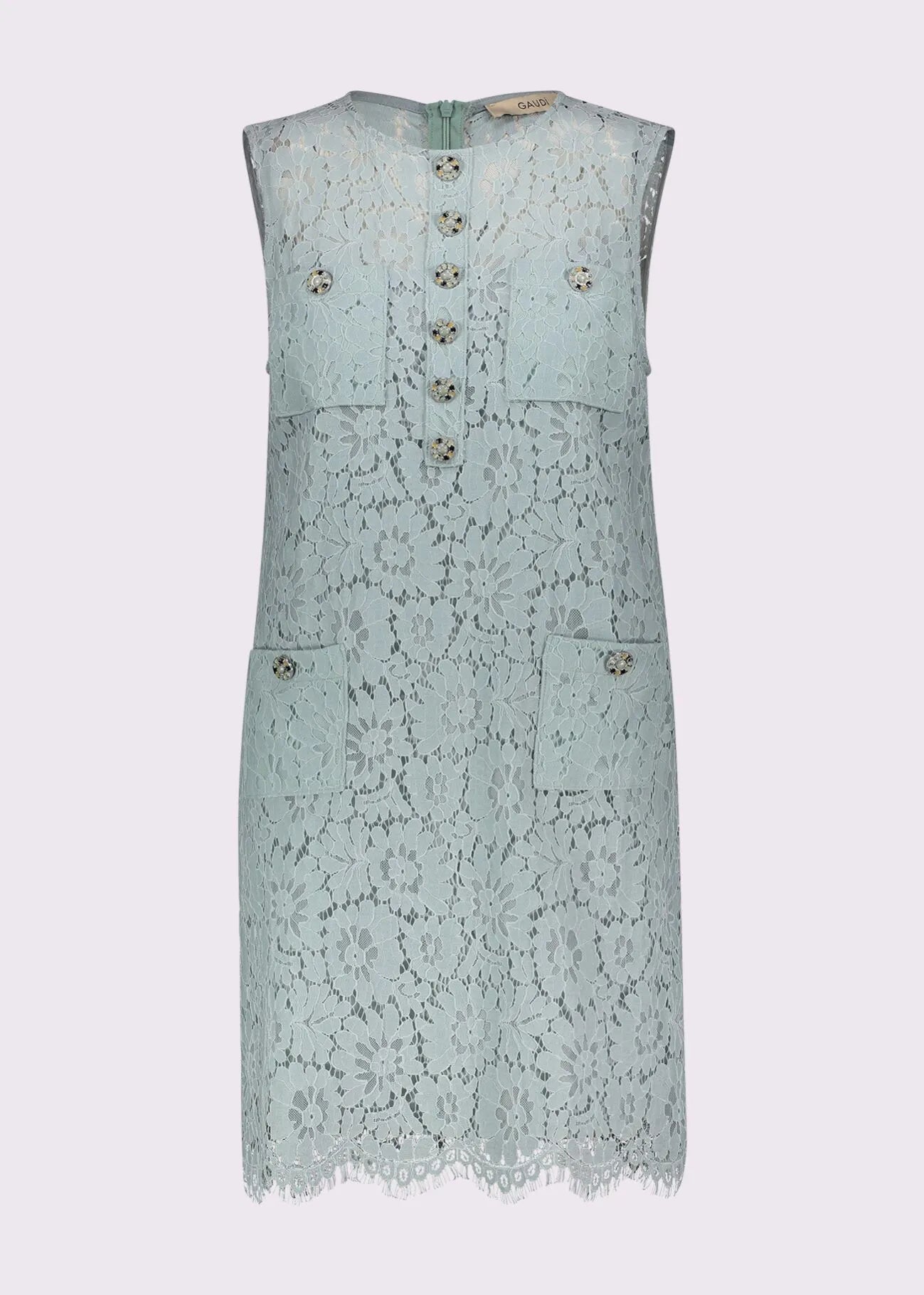 Gaudi 611FD15011 Abito azzurro da donna in pizzo macramè