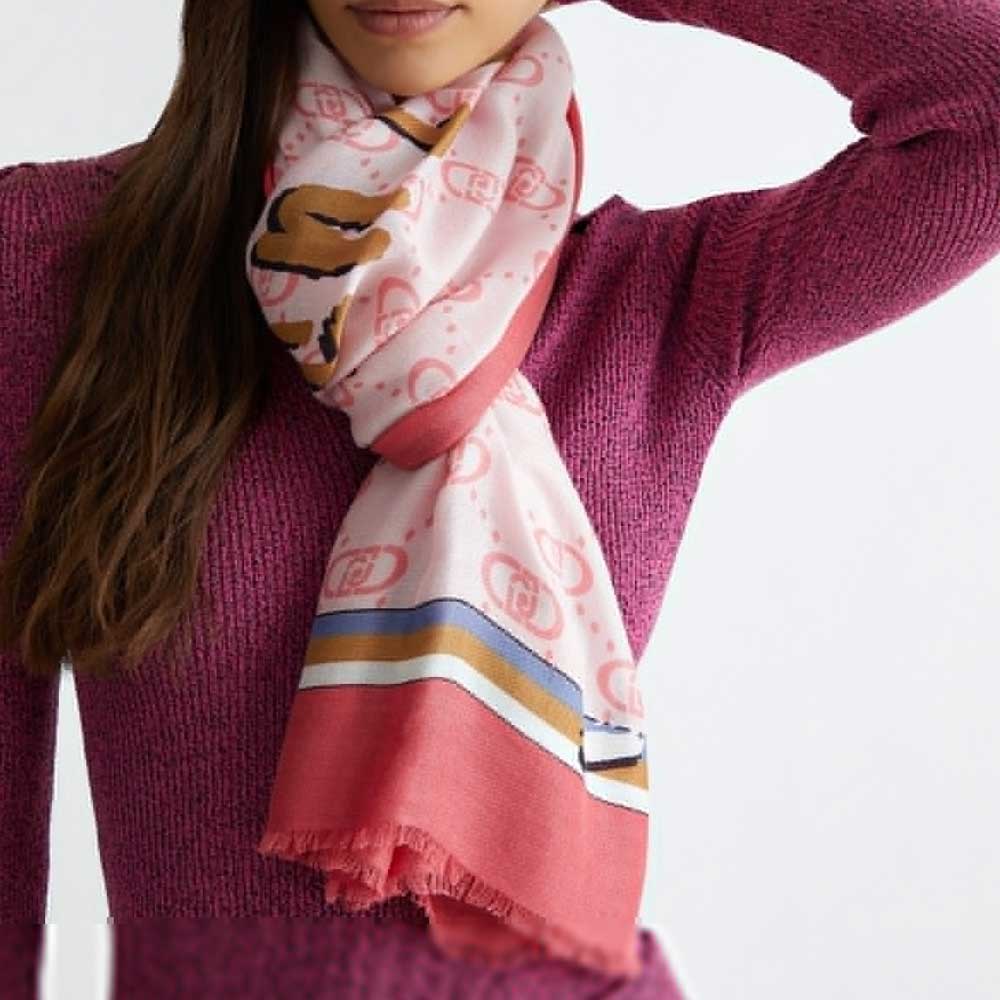 Liu-Jo Stola In Misto Lana 2F4099T0300 Con Logo Stampato Colore Rosa