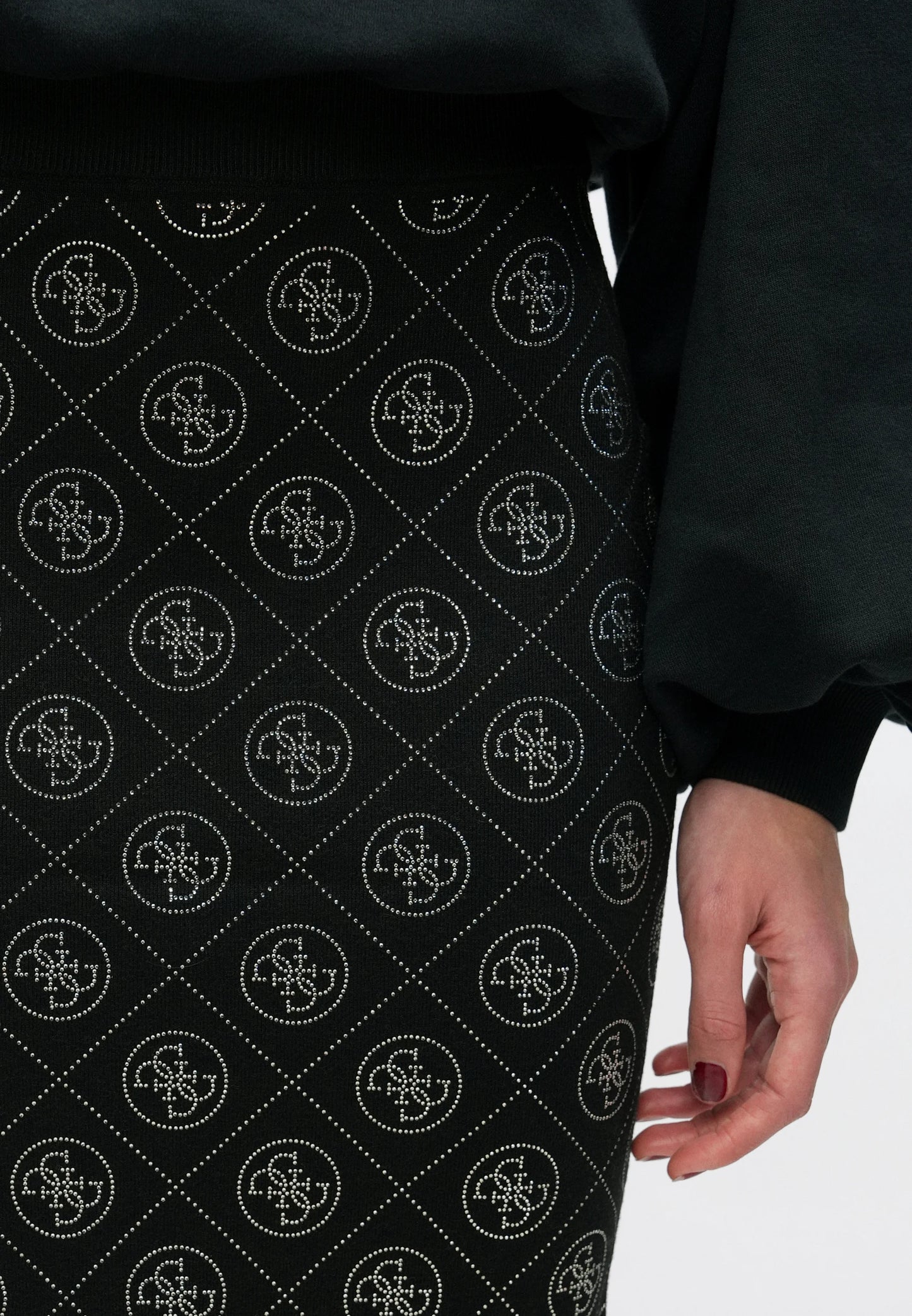 Guess RHINESTONES SKIRT - Pencil skirt - jet black 