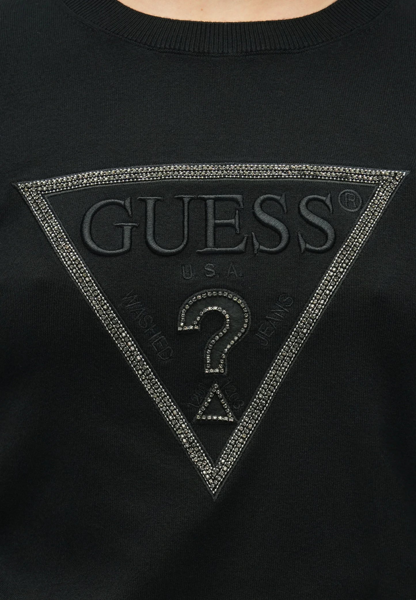 Guess SASHA TRIANGLE LOGO - Maglione - jet black
