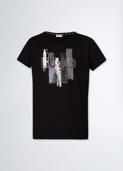 N. articolo  TF4209J6040N9798 T-shirt con logo e strass LIUJO