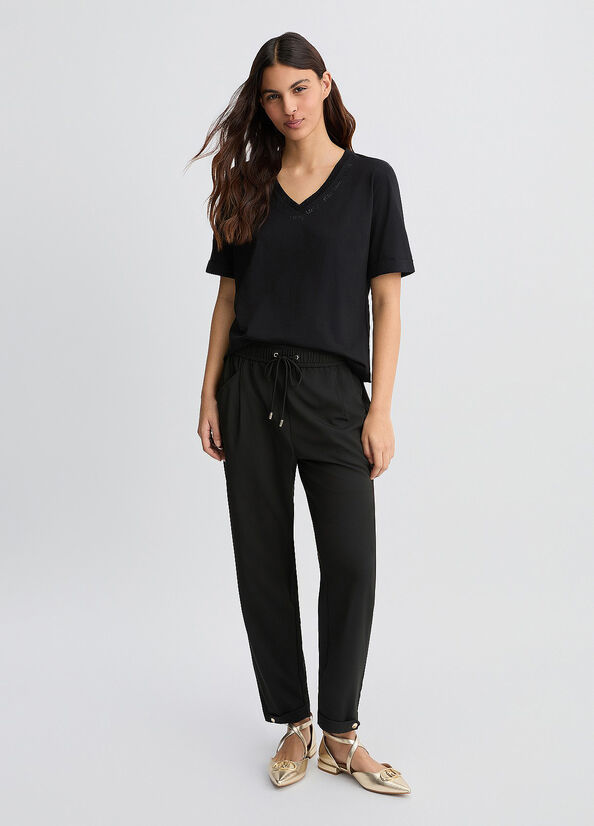 Pantaloni cropped neri LIUJO  articolo  TA5144TS92222222