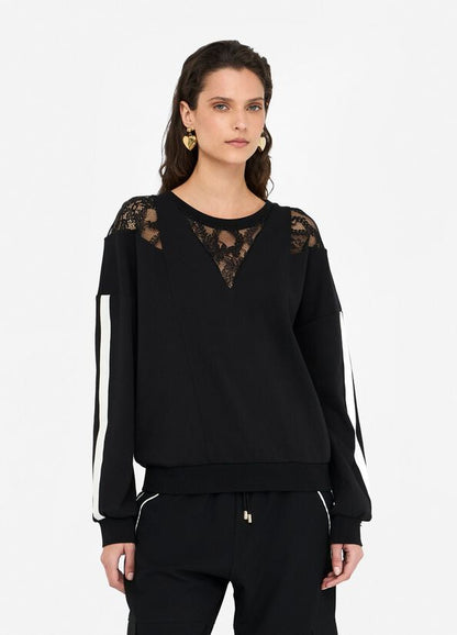 Felpa in cotone con pizzo LIUJO articolo  TF5008J452303N66