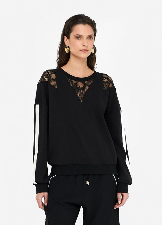 Felpa in cotone con pizzo LIUJO articolo  TF5008J452303N66