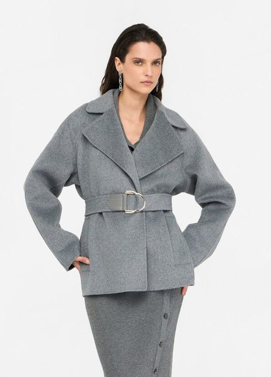 Cappotto in lana con cintura LIUJO articolo  CF5071T462703243