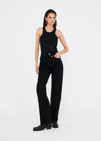 Jeans straight con perle gioiello LIUJO  articolo  CF5110D502887019