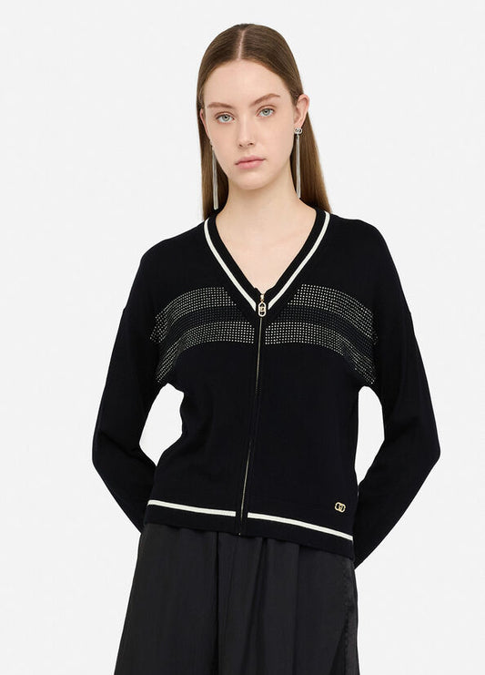 N. articolo  TF5208MS49I03N66 Cardigan con zip e strass LIUJO