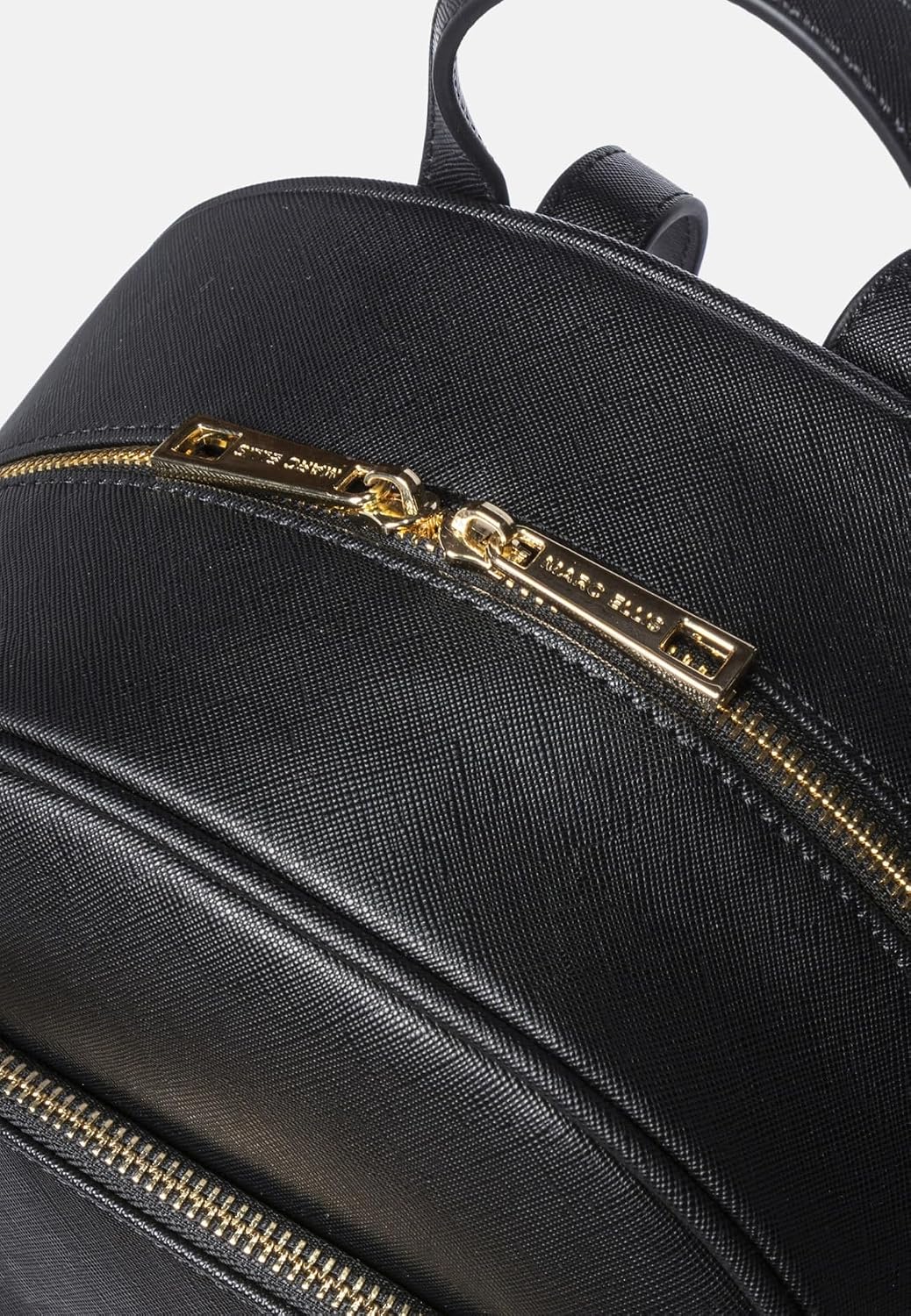 MARC ELLIS Zaino donna nero e oro Poliuretano con zip dorata 28x34.5x12 cm Black and Gold