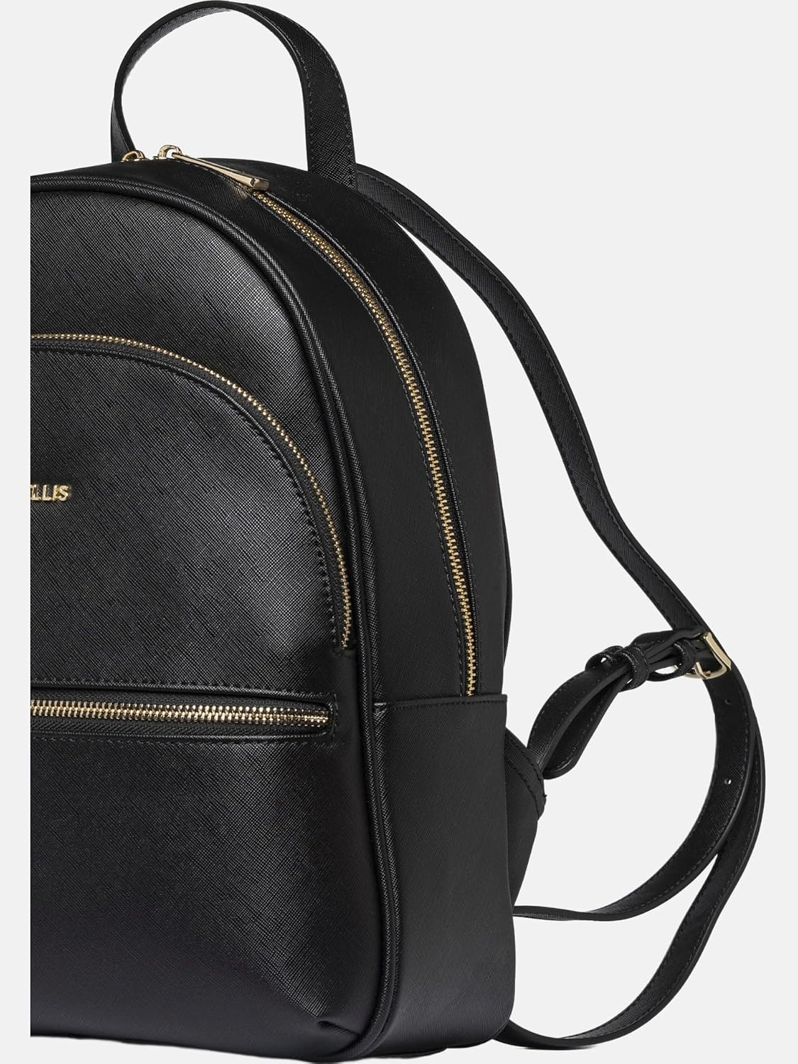 MARC ELLIS Zaino donna nero e oro Poliuretano con zip dorata 28x34.5x12 cm Black and Gold