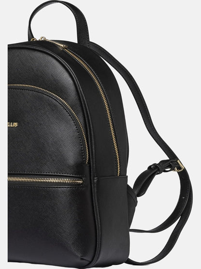 MARC ELLIS Zaino donna nero e oro Poliuretano con zip dorata 28x34.5x12 cm Black and Gold
