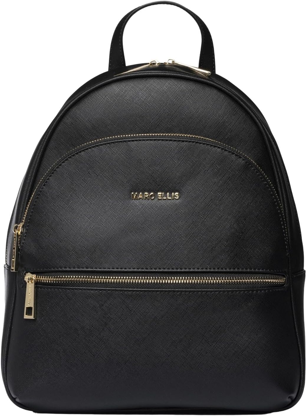 MARC ELLIS Zaino donna nero e oro Poliuretano con zip dorata 28x34.5x12 cm Black and Gold