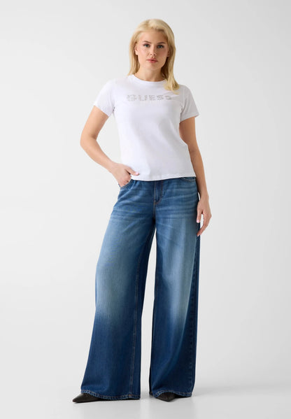 Guess V3BI11J1314 STUDS SCRIPT TEE - T-shirt con stampa