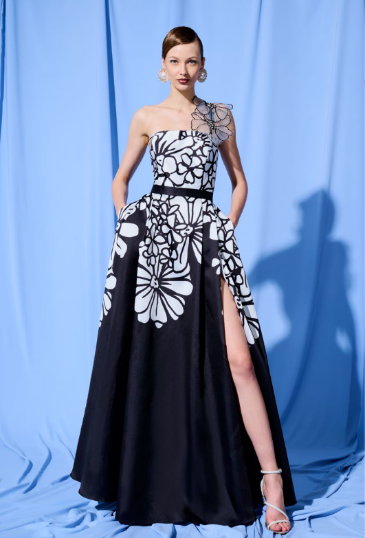 Camilla A933 Abito decollete in Mikado Fantasia