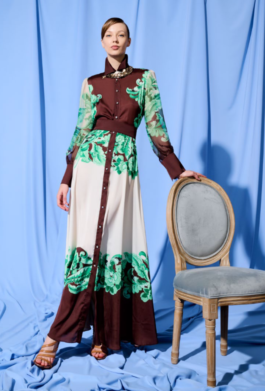 Camilla A934 Abito Lungo a Camicia Fantasia