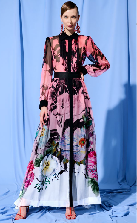 Camilla A942 Abito Lungo a Camicia Fantasia