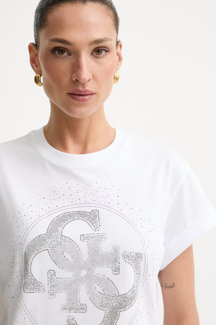 Guess W6YI18 K4331 t-shirt da donna in cotone