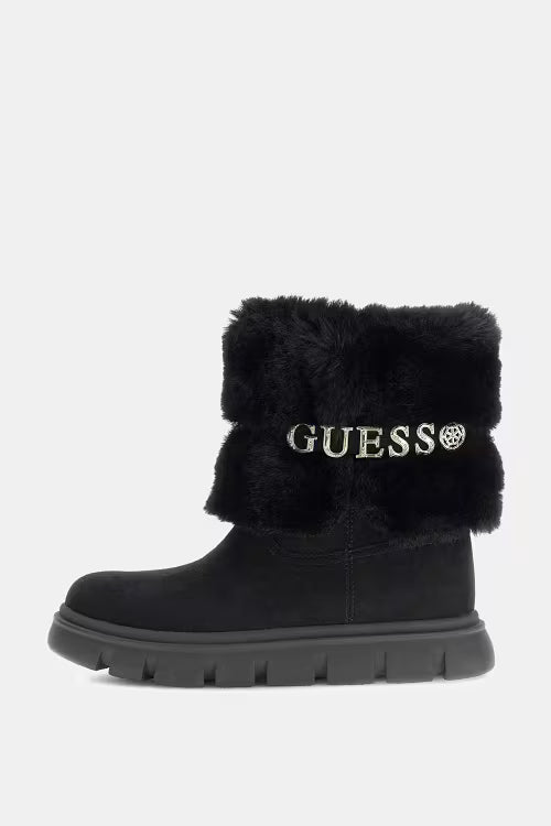GUESS Stivali invernali da donna, camoscio nero, suola piattaforma,MARIBEL