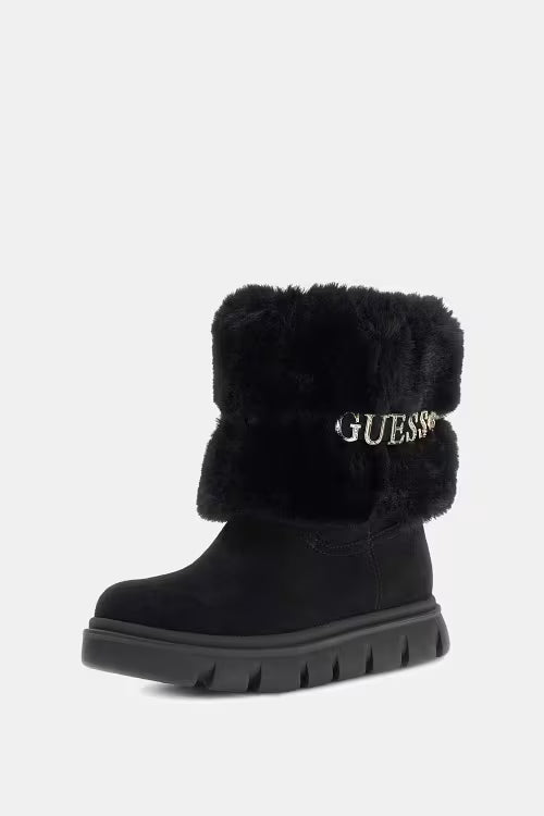 GUESS Stivali invernali da donna, camoscio nero, suola piattaforma,MARIBEL