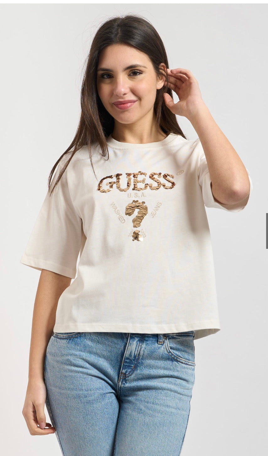 Guess V4YI06I3Z14  T-shirt boxy con logo