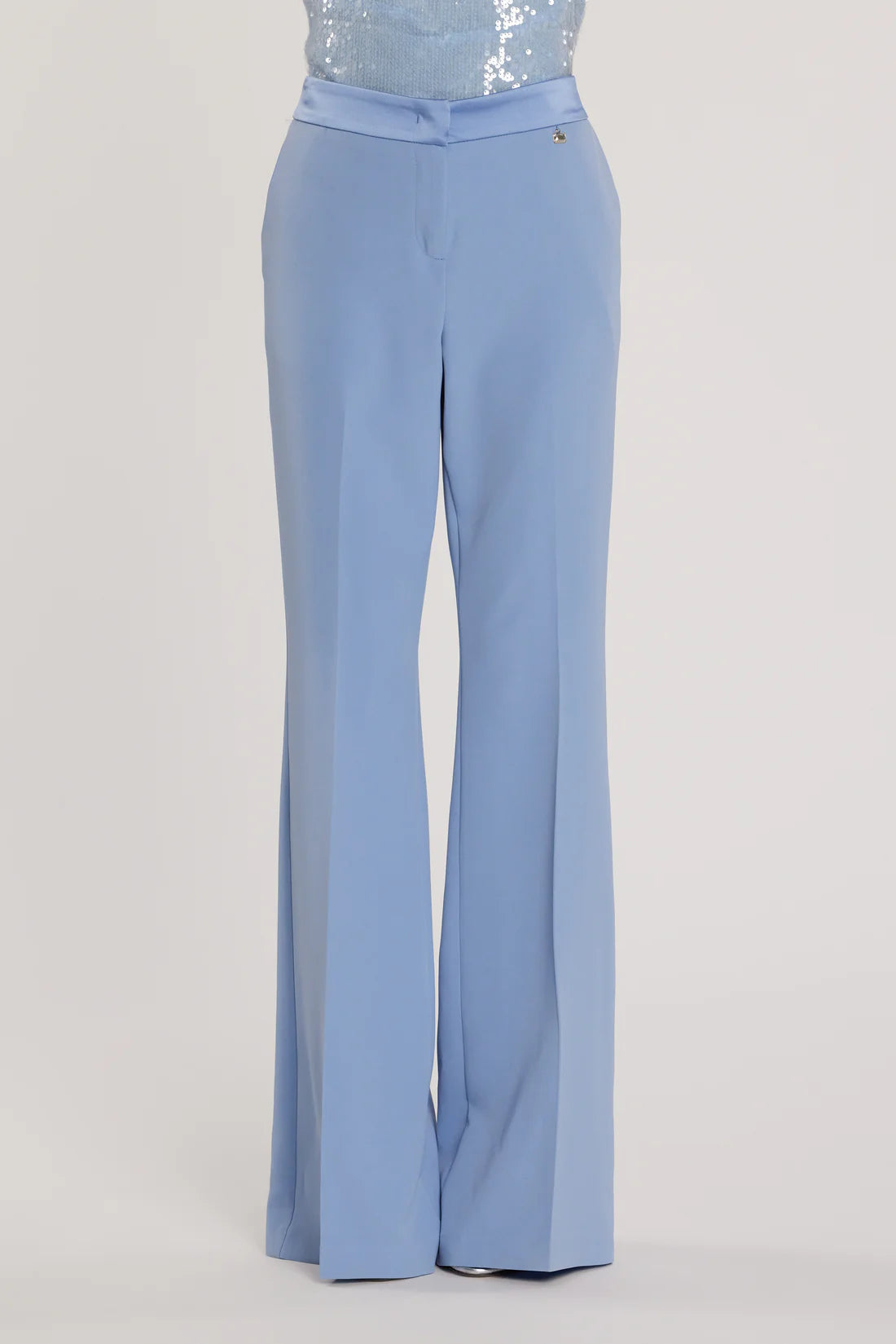 Relish BARRINGTON Pantalone vita alta a zampa con inserti in raso
