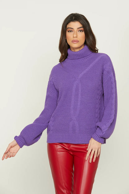 ARETUSA long-sleeved balloon-neck sweater with braided workmanship
