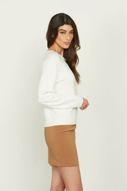 IRENE long-sleeved square-neck sweater with chain insert 