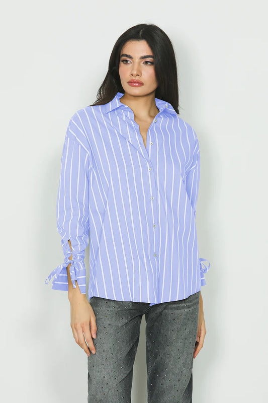 Camicia DELIA manica lunga con fettucce polsi righe RELISH