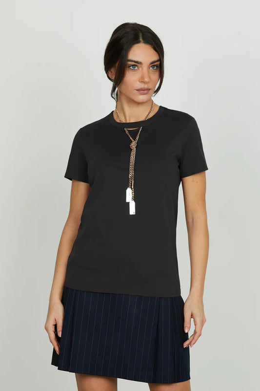 T-shirt MONILE mezza manica con goccia più collana con placca logo RELISH