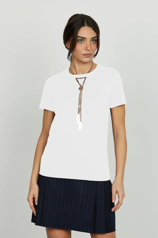 T-shirt MONILE mezza manica con goccia più collana con placca logo RELISH