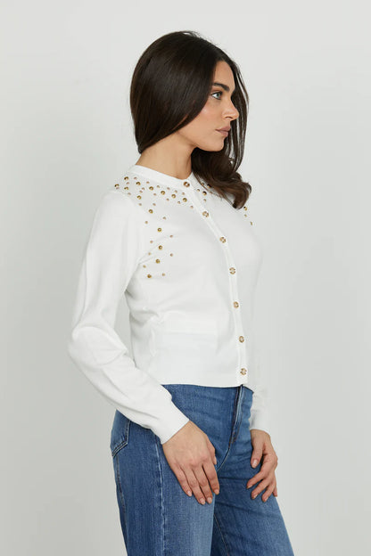 Cardigan BEATRICE_B manica lunga con patte più applicazione borchie RELISH