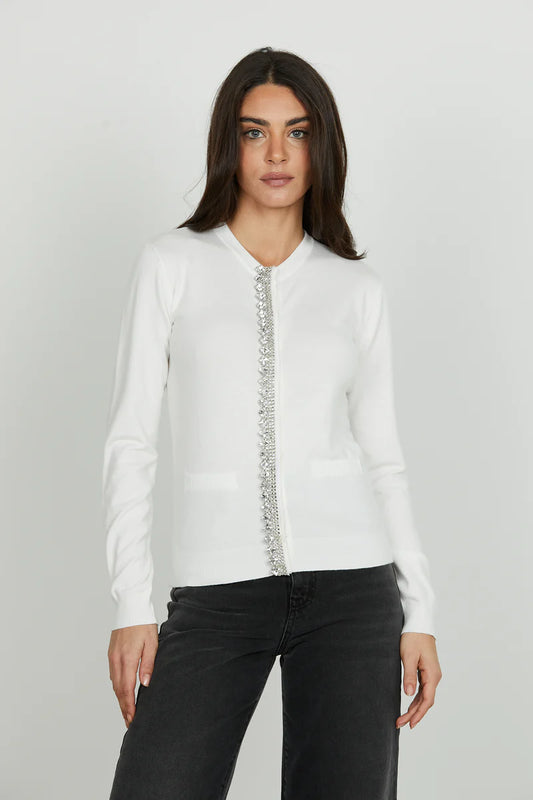 Cardigan LANAI manica lunga con snap più applicazione strass RELISH