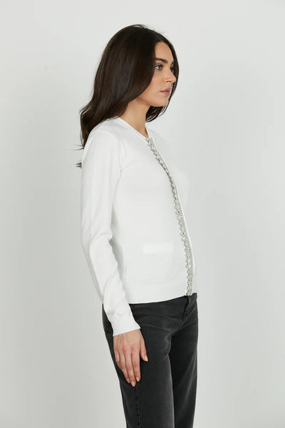 Cardigan LANAI manica lunga con snap più applicazione strass RELISH