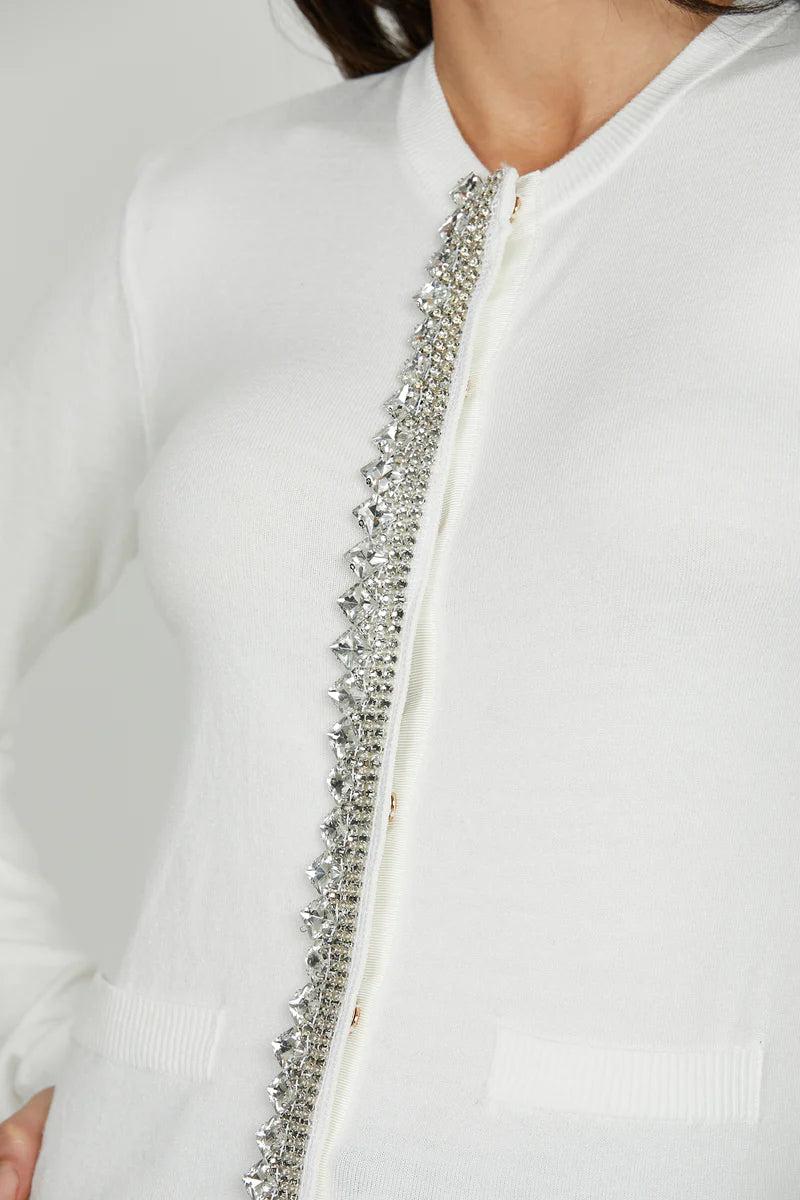 Cardigan LANAI manica lunga con snap più applicazione strass RELISH