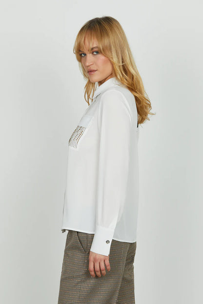 Camicia JUWELL manica lunga con tasche con strass più borchie più patte RELISH