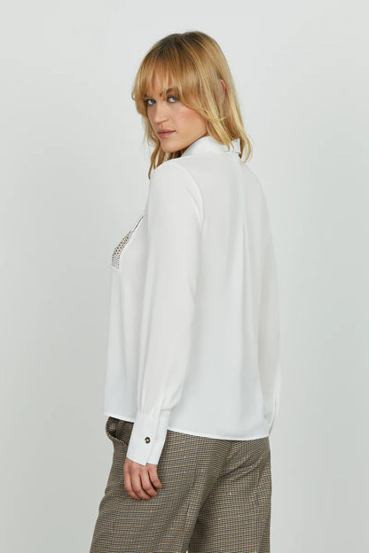 Camicia JUWELL manica lunga con tasche con strass più borchie più patte RELISH