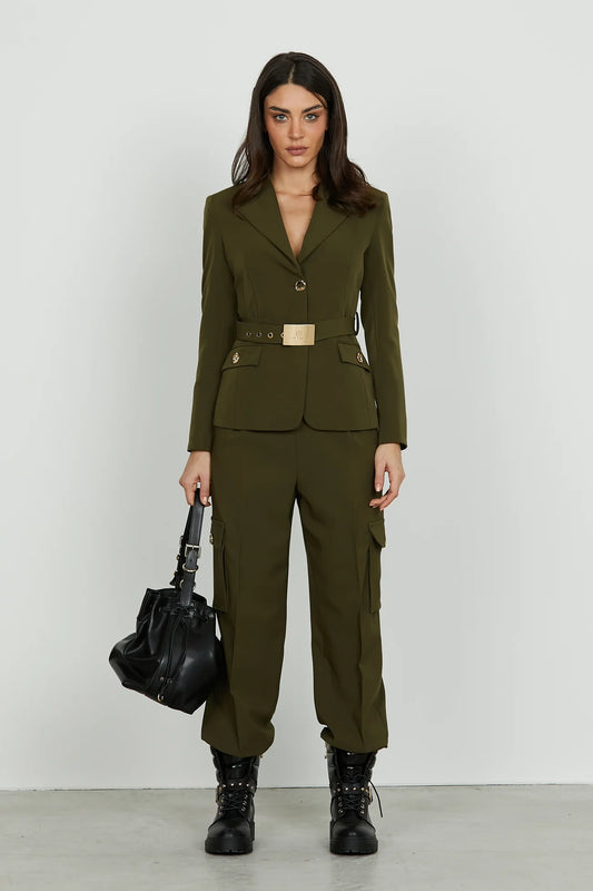 Pantalon TECLANA taille haute et taille élastique, plus grandes poches, plus poches françaises, plus plis