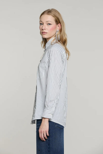 Camicia MANACORA manica lunga con tasca più copribottoni gioiello righe RELISH