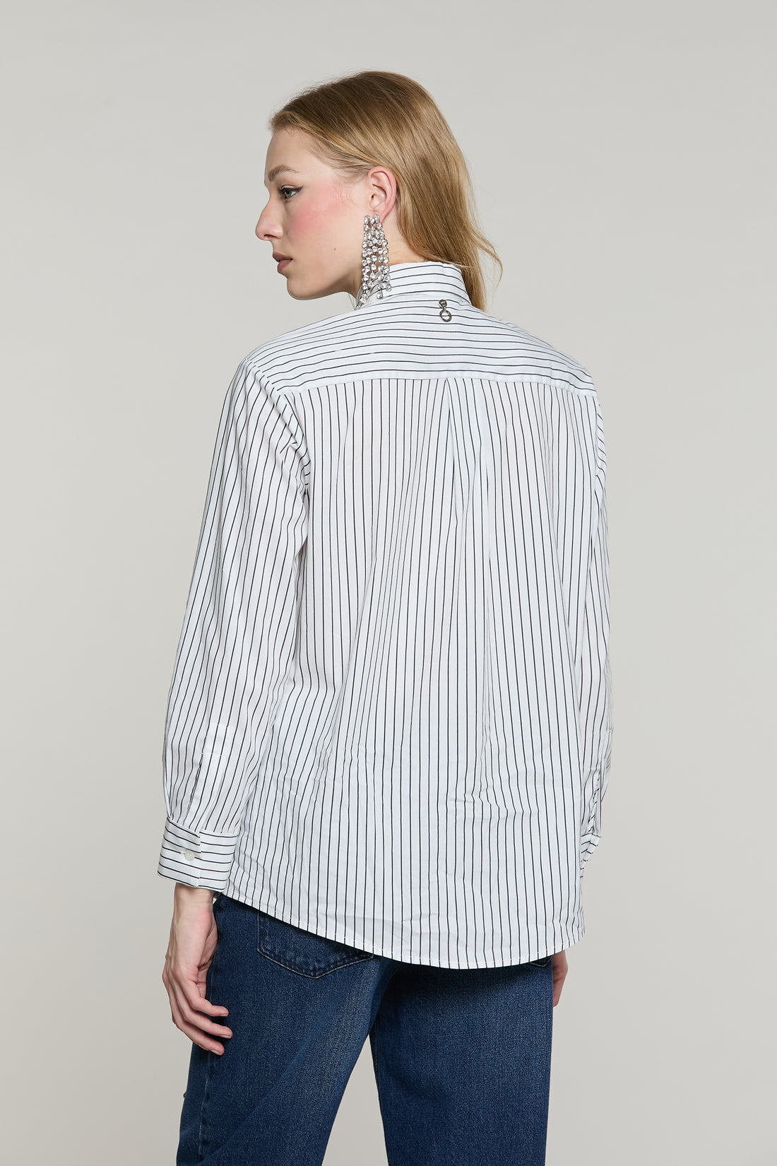 Camicia MANACORA manica lunga con tasca più copribottoni gioiello righe
