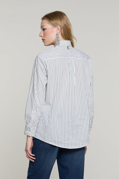 Camicia MANACORA manica lunga con tasca più copribottoni gioiello righe