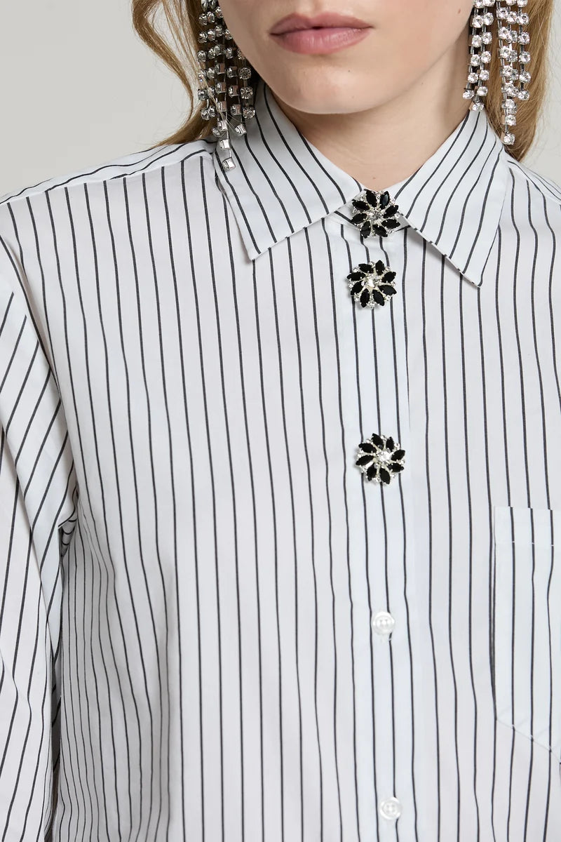 Camicia MANACORA manica lunga con tasca più copribottoni gioiello righe RELISH