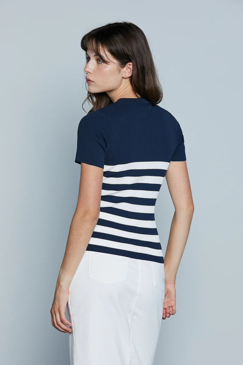 Maglia GELTRU' M/M con Inserto Bottoni Righe più Lurex Costina RELISH