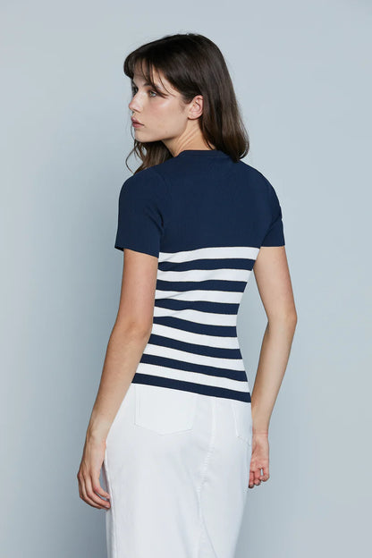 Maglia GELTRU' M/M con Inserto Bottoni Righe più Lurex Costina RELISH