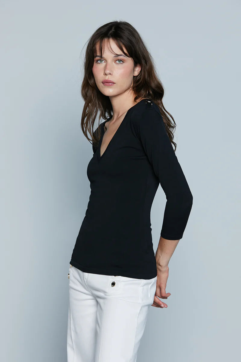 Maglia DANILO M.3/4 Scollo V con Passante Logo Spalle RELISH