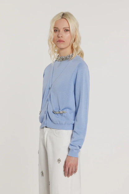 Relish AUDREN Cardigan maniche lunghe scollo a V con bottoni più tasche più applicazioni gioiello